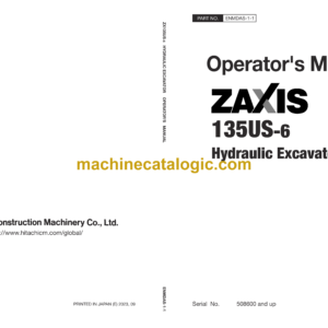 Hitachi ZX135US-6 Hydraulic Excavator Operator's Manual (ENMDAS-1-1)