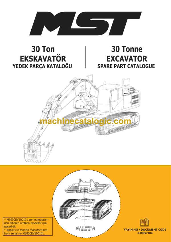 MST 30 Tonne Excavator Spare Parts Catalogue (EN-TR) (X30957104)