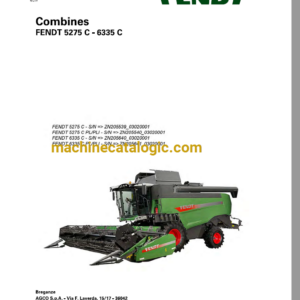 Fendt 5275C-6335C Combines Harvesting Operator's Manual (3273178F)