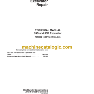 John Deere 35D and 50D Excavator Repair Technical Manual (TM2264)