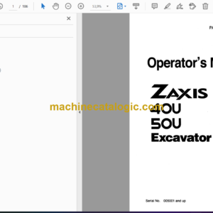 Hitachi ZX40U,ZX50U Excavator Operator’s Manual (EM1LD-1-1)