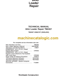 John Deere 844J Loader Repair Technical Manual (TM2307)