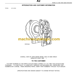 John Deere Model 40, 4000 and 4000S Winches Parts Catalog (TP27254)