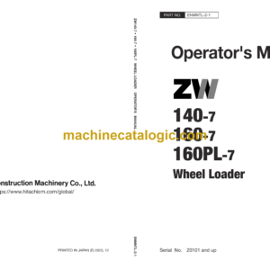 Hitachi ZW140-7,ZW160-7,ZW160PL-7 Wheel Loader Operator's Manual (ENMNTL-2-1)