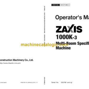 Hitachi ZX1000K-3 Multi-Boom Specification Machine Operator's Manual (EM1JR-MB2-2)