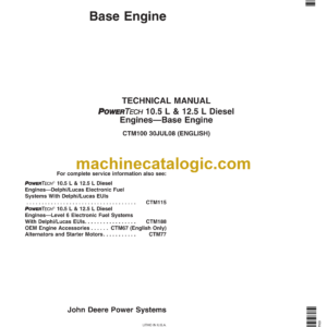 John Deere Powertech 10.5 L 12.5 L Diesel Engines Base Engine Component Technical Manual (CTM100)