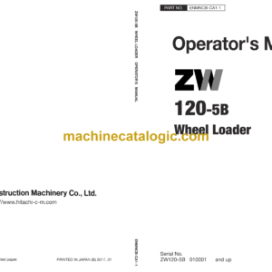 Hitachi ZW120-5B Wheel Loader Operator's Manual (ENMNCB-CA1-1)