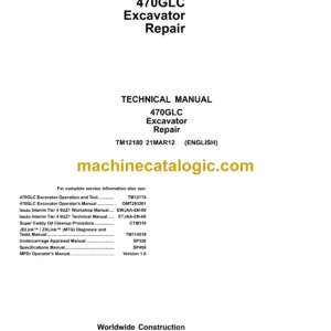 John Deere 470GLC Excavator Repair Technical Manual (TM12180)