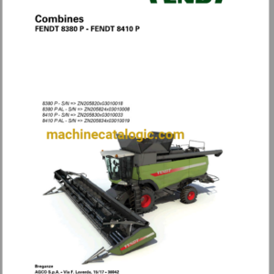 Fendt 8380P - 8410P Combines Harvesting Operator's Manual (D31571M5)