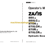 Hitachi ZX850-3,ZX850LC-3,ZX870H-3,ZX870LCH-3,ZX870R-3,ZX870LCR-3 Hydraulic Excavator Operator's Manual (EM1JB-2-1, EM1JB-2-3, EM1JB-2-4)