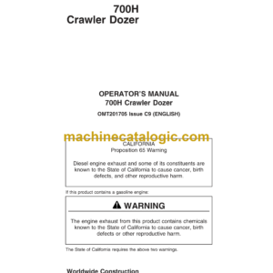 John Deere 700H Crawler Dozer Operator's Manual (OMT201705)