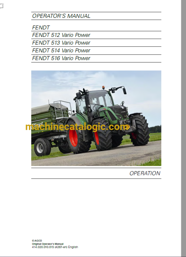 Fendt 512, 513, 514, 516 Vario Profi - ProfiPlus Tractor Full Operator's Manual