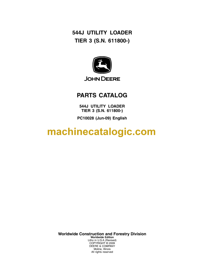John Deere 544J Tier3 Utility Loader Parts Catalog (PC10028)