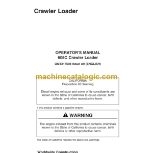 John Deere 605C Crawler Loader Operator's Manual (OMT217598)