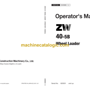 Hitachi ZW40-5B Wheel Loader Operator's Manual (ENMNBC-1-2)