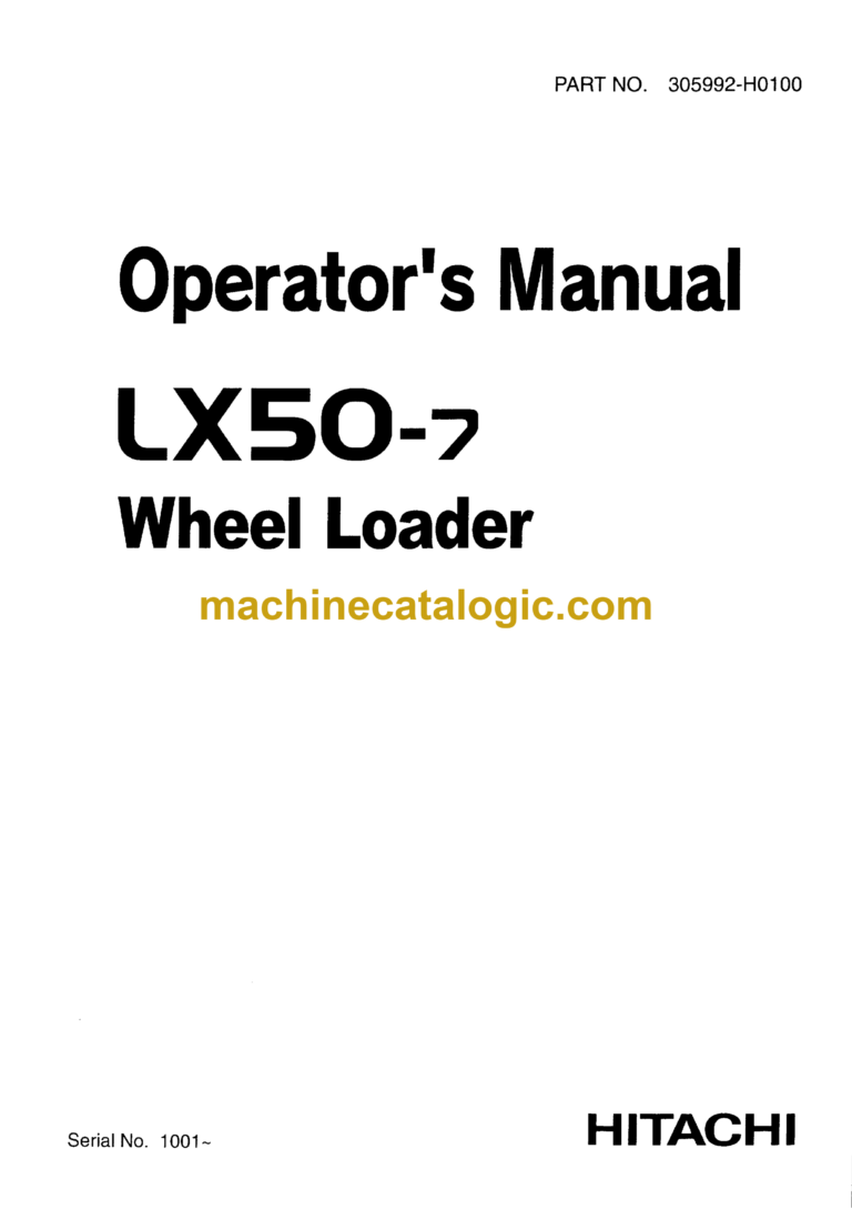Hitachi LX50-7 Wheel Loader Operator's Manual (305992-H0100)