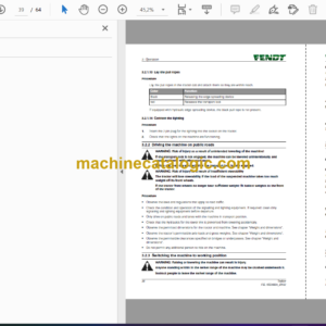 Fendt 8608 Twister Tedder Operator’s Manual