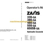Hitachi ZX33U-5A, ZX38U-5A, ZX48U-5A, ZX55U-5A, ZX65USB-5A Hydraulic Excavator Operator’s Manual (ENMADC-1-6, ENMADC-1-7)