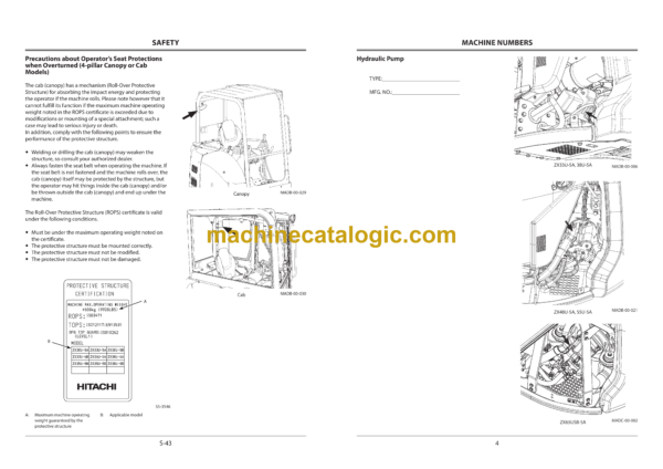 Hitachi ZX33U-5A, ZX38U-5A, ZX48U-5A, ZX55U-5A, ZX65USB-5A Hydraulic Excavator Operator’s Manual (ENMADC-1-6, ENMADC-1-7) - Image 3