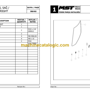 MST M642, M644 Backhoe Loader Spare Parts Catalogue (EN-TR)