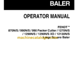 Fendt 870 (N,S), 990(N,S) 990 Packer Cutter, 1270 (N,S), 1290 (N,S), 1290(N,S XD), 12130 (N,S) Large Square Baler Operator's Manual