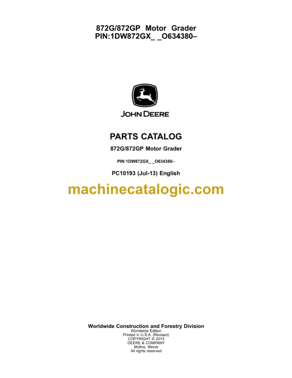 John Deere 470GLC Excavator Parts Catalog (PC10209)