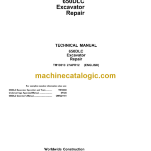 John Deere 650DLC Excavator Repair Technical Manual (TM10010)