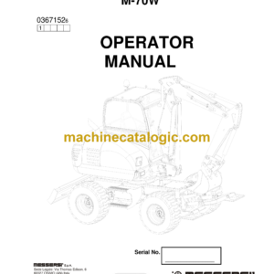 Messersi M70W Mini Excavator Operator Manual