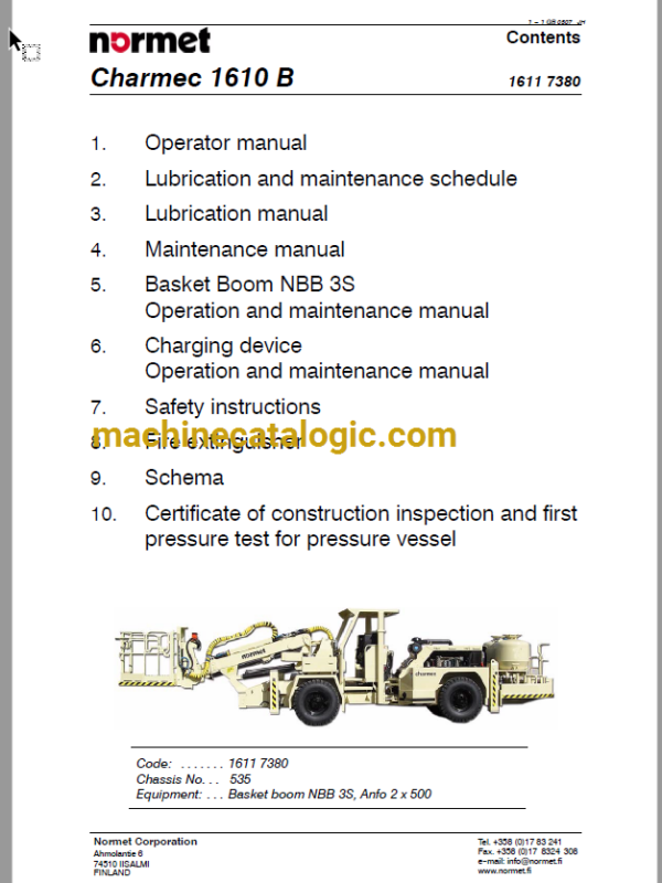 Normet Charmec 1610B Service Manual