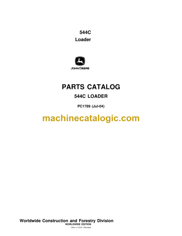 John Deere 544C Loader Parts Catalog (PC1789)