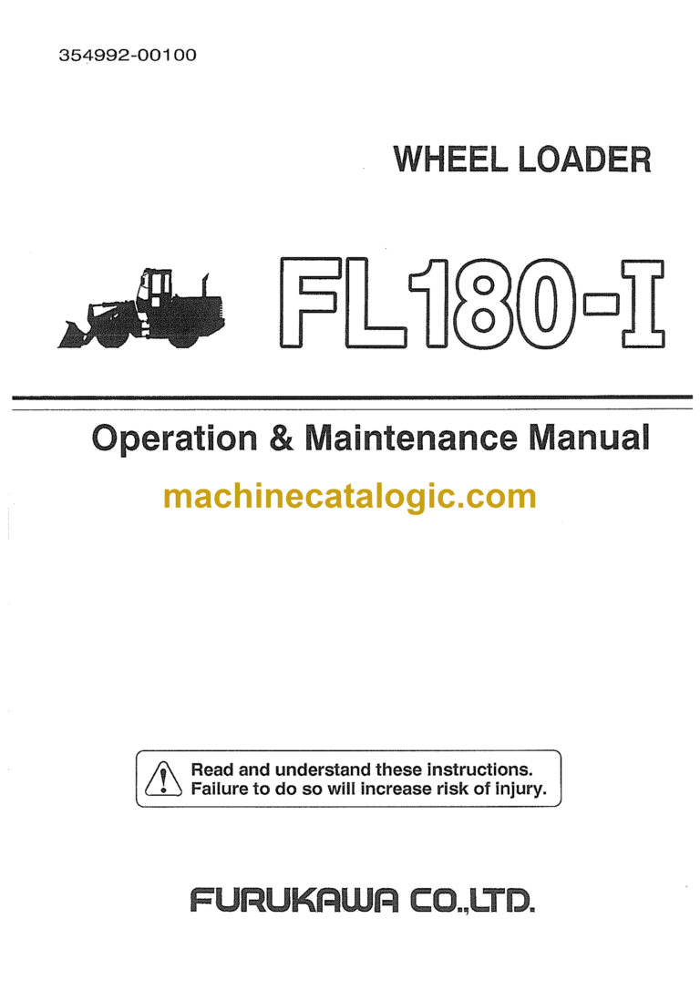 Hitachi FL180-1 Wheel Loader OPERATION & MAINTENANCE MANUAL (354992-00100)