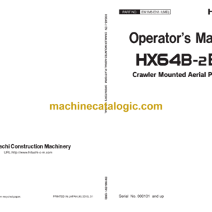 Hitachi HX64B-2EN Crawler Mounted Aerial Platform Operator's Manual (EM1M6-EN1-1MD)