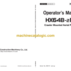 Hitachi HX64B-2 Excavator Operator's Manual (EM1M6-EN1-1)