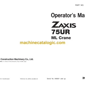 Hitachi ZX75UR ML Crane Operator's Manual (EM1CF-ML1-1)