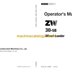 Hitachi ZW30-5B Wheel Loader Operator's Manual (ENMNBB-1-2)