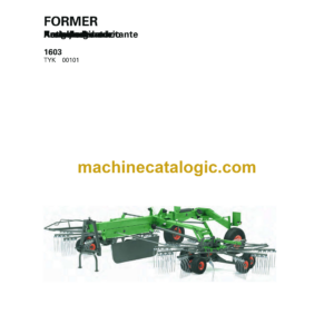 Fendt 1603 Former Operator's Manual (FEL1687560401)