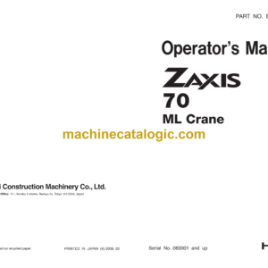 Hitachi ZX70 ML Crane Operator's Manual (EM1CD-ML1-1)