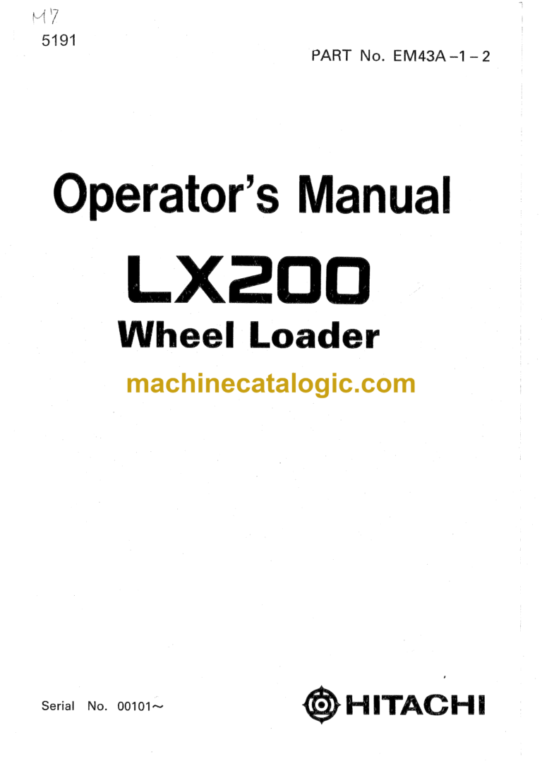 Hitachi LX200 Wheel Loader Operator's Manual (EM43A-1-2)