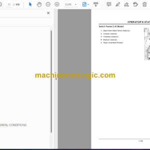 Hitachi ZX120 Class,ZX180 Class,ZX200 Class,ZX225 Class,ZX270 Class,ZX330 Class Excavator Operator’s Manual (EM1G6-5-1, EM1G6-1)