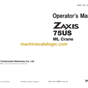 Hitachi ZX75US ML Crane Operator's Manual (EM1CC-ML1-1)