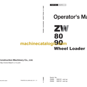 Hitachi ZW80, ZW90 Wheel Loader Operator's Manual (EM4FG-1-4)