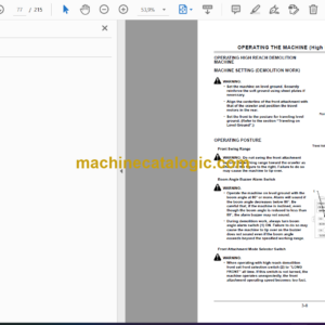 Hitachi ZX870LCH-3 Multi-Boom Specification Machine Operator’s Manual (EM1JC-ENMB1-1)