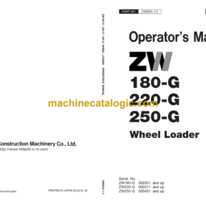 Hitachi ZW180-G,ZW220-G,ZW250-G Wheel Loader Operator's Manual (EMNDA-1-2, EMNDA-1-3, EMNDA-1-4)