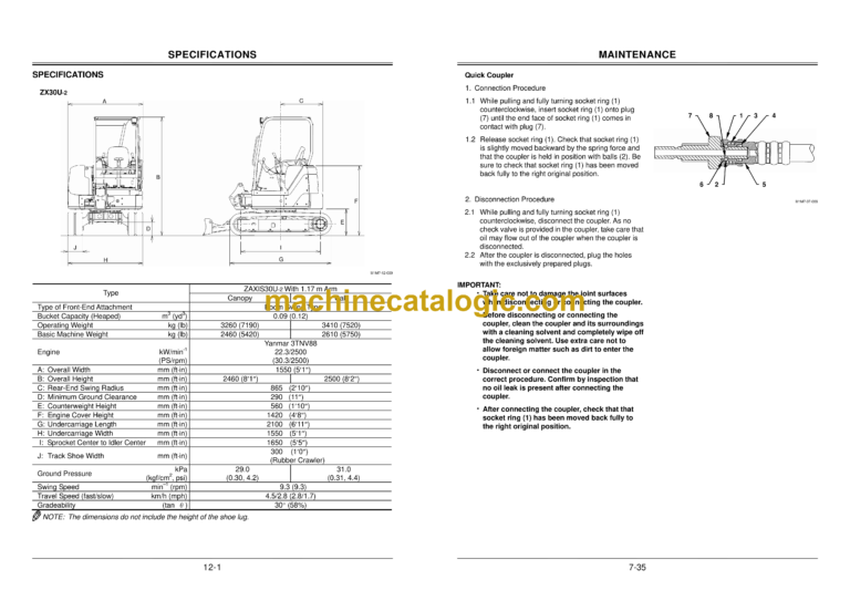 Hitachi ZX30U-2,ZX35U-2,ZX40U-2,ZX50U-2 Excavator Operators