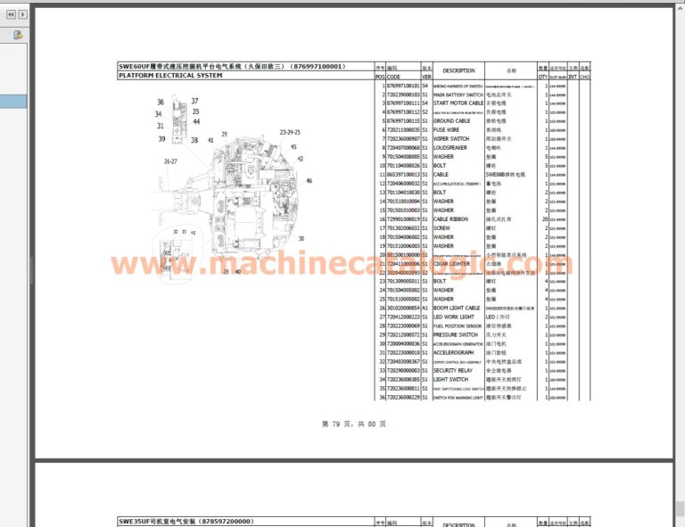 SWE60UF Stage3 Hydraulic Excavator Parts Catalog