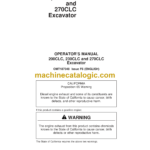 John Deere 200CLC, 230CLC, 270CLC Excavator Operator's Manual (OMT187348)