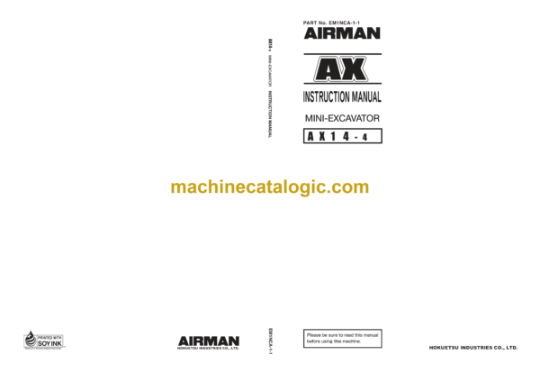 Hitachi AX14-4 Hydraulic Excavator Operator's Manual (EM1NCA-1-1)