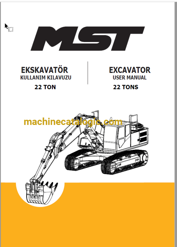 MST 22 Tons Excavator User Manual (TR)