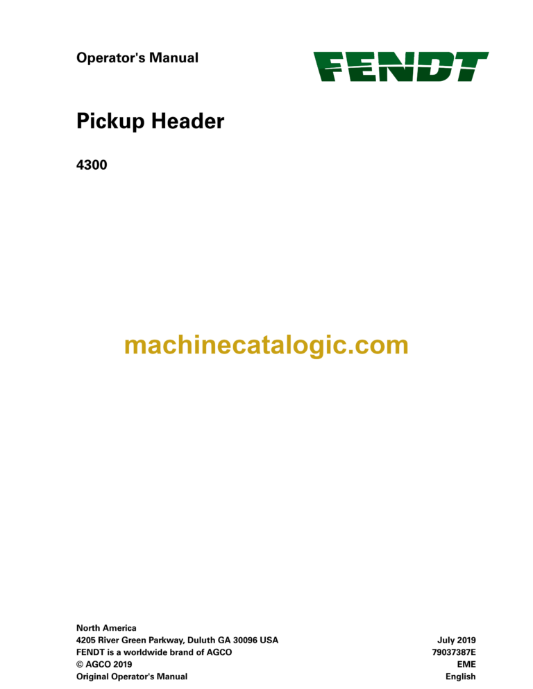 Fendt 4300 Pickup Header Operator's Manual