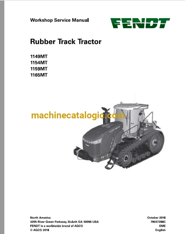 Fendt 1149mt, 1154mt, 1159mt, 1165mt Rubber Track Tractor Workshop Service Manual (79037288C)